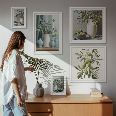 Polittico con cornice Fiori di olive verdi in stile scandinavo