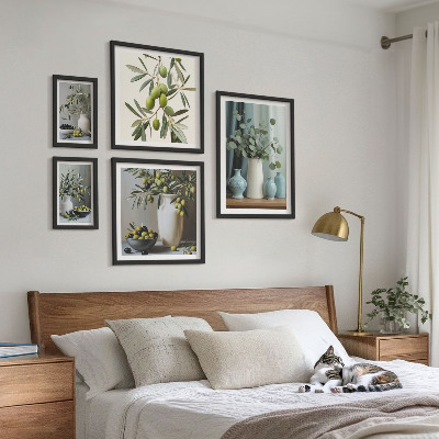 Polittico con cornice Fiori di olive verdi in stile scandinavo