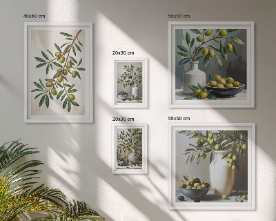 Set di 5 quadri Dettagli color oliva in un interno rustico