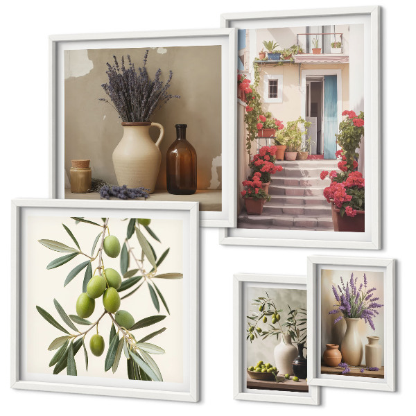 Set di quadri incorniciati Interni eleganti con fiori e frutta