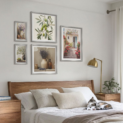 Set di quadri incorniciati Interni eleganti con fiori e frutta