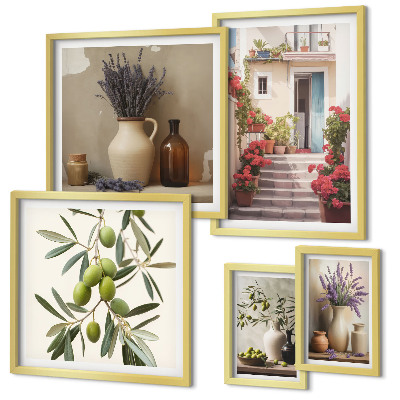 Set di quadri incorniciati Interni eleganti con fiori e frutta