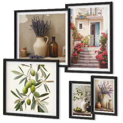 Set di quadri incorniciati Interni eleganti con fiori e frutta