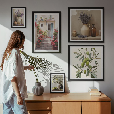 Set di quadri incorniciati Interni eleganti con fiori e frutta