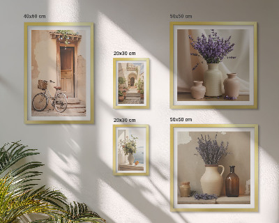 Set di 5 quadri Interni eleganti con bicicletta e fiori