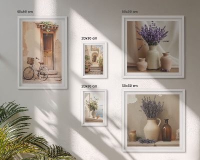 Set di 5 quadri Interni eleganti con bicicletta e fiori