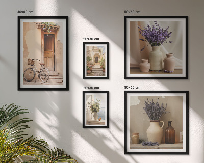 Set di 5 quadri Interni eleganti con bicicletta e fiori
