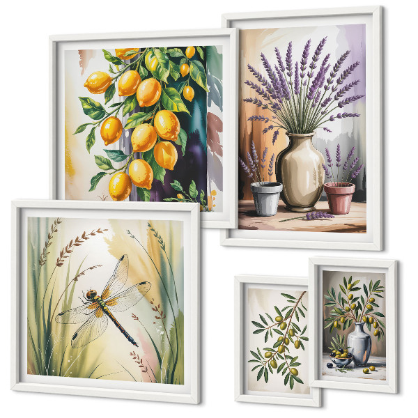 Set di quadri incorniciati Limone floreale Olive rustiche