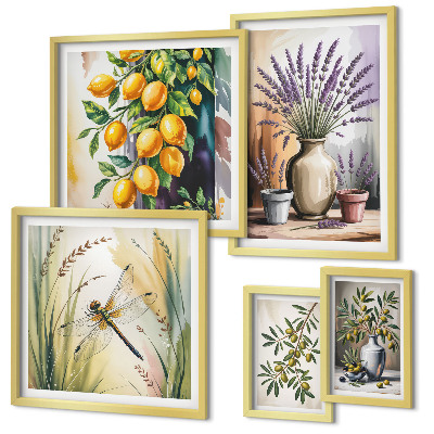 Set di quadri incorniciati Limone floreale Olive rustiche