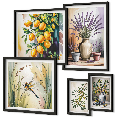 Set di quadri incorniciati Limone floreale Olive rustiche