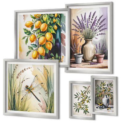 Set di quadri incorniciati Limone floreale Olive rustiche