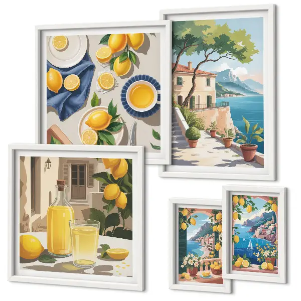 Limoni con una vista pittoresca polittico con cornice