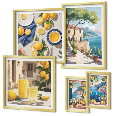 Polittico con cornice Limoni con una vista pittoresca