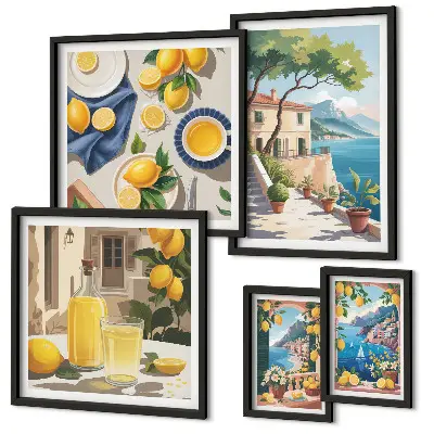 Limoni con una vista pittoresca polittico con cornice