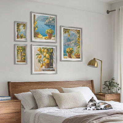 Set di 5 quadri Accenti di limone, mare di Provenza