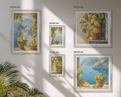 Set di 5 quadri Accenti di limone, mare di Provenza