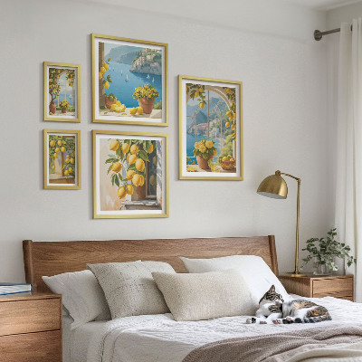 Set di 5 quadri Accenti di limone, mare di Provenza