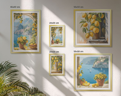 Set di 5 quadri Accenti di limone, mare di Provenza