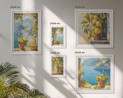 Set di 5 quadri Accenti di limone, mare di Provenza