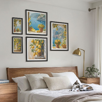 Set di 5 quadri Accenti di limone, mare di Provenza