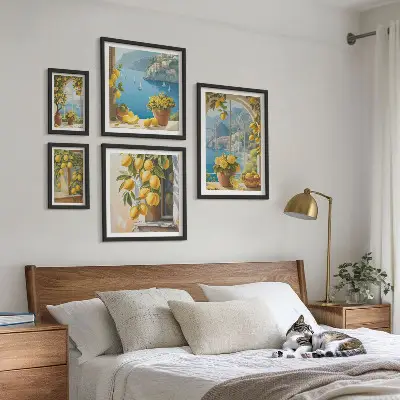 Set di 5 quadri accenti di limone nel mare di Provenza