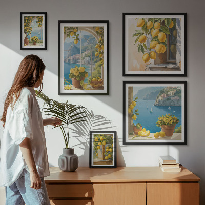 Set di 5 quadri Accenti di limone, mare di Provenza