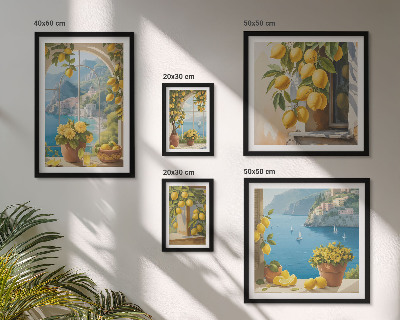 Set di 5 quadri Accenti di limone, mare di Provenza