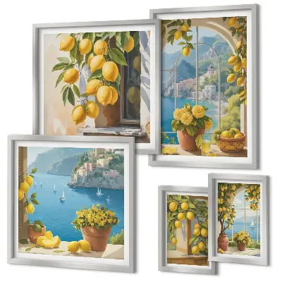 Set di 5 quadri accenti di limone nel mare di Provenza