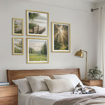 Set di 5 quadri Paesaggi forestali sole acqua
