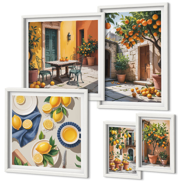 Set di 5 quadri Agrumi nei giardini