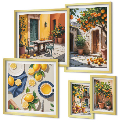 Set di 5 quadri Agrumi nei giardini