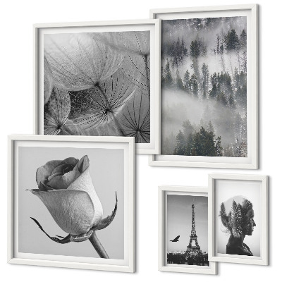 Set di quadri incorniciati città naturale in bianco e nero
