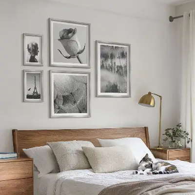 Set di quadri incorniciati paesaggio urbano naturalistico in bianco e nero