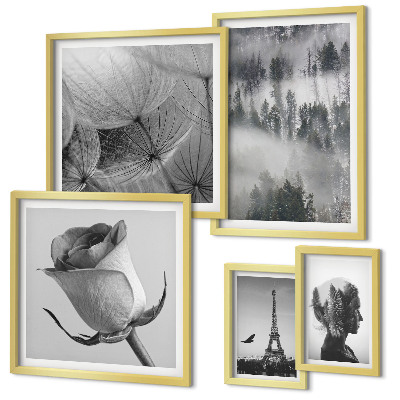 Set di quadri incorniciati città naturale in bianco e nero