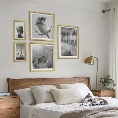 Set di quadri incorniciati paesaggio urbano naturalistico in bianco e nero