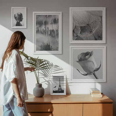 Set di quadri incorniciati città naturale in bianco e nero