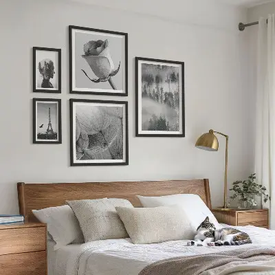 Set di quadri incorniciati paesaggio urbano naturalistico in bianco e nero