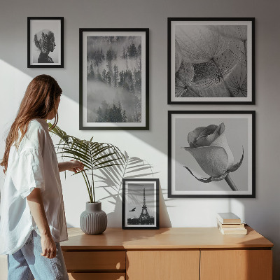 Set di quadri incorniciati città naturale in bianco e nero
