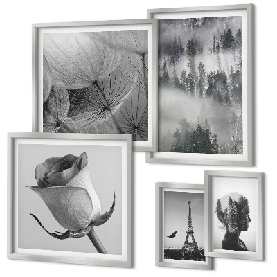Set di quadri incorniciati città naturale in bianco e nero