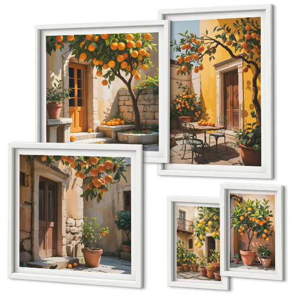 Polittico con cornice Agrumi nei giardini