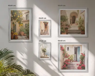 Set di 5 quadri con motivi di strade, fiori e agrumi della Provenza
