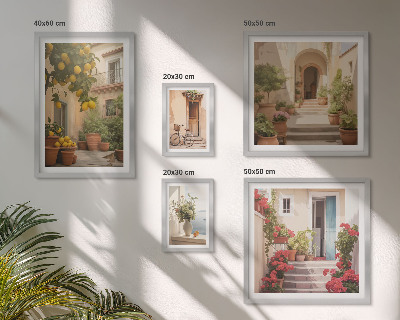 Set di 5 quadri Strade, fiori, agrumi, Provenza