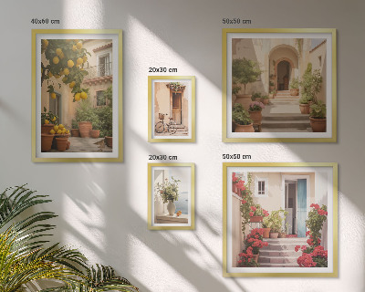 Set di 5 quadri Strade, fiori, agrumi, Provenza
