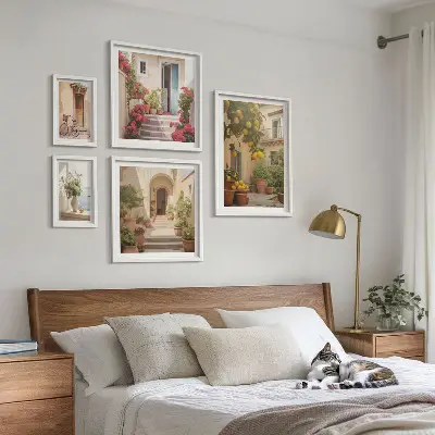 Set di 5 quadri con motivi di strade, fiori e agrumi della Provenza