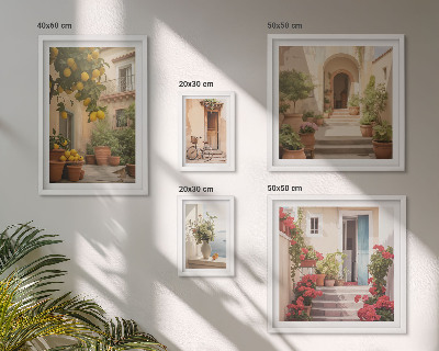Set di 5 quadri Strade, fiori, agrumi, Provenza