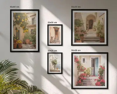 Set di 5 quadri con motivi di strade, fiori e agrumi della Provenza