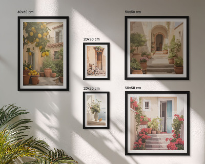 Set di 5 quadri Strade, fiori, agrumi, Provenza