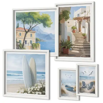 Polittico con cornice viste eleganti sul mare