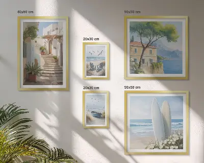 Polittico con cornice viste eleganti sul mare