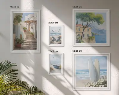 Polittico con cornice viste eleganti sul mare